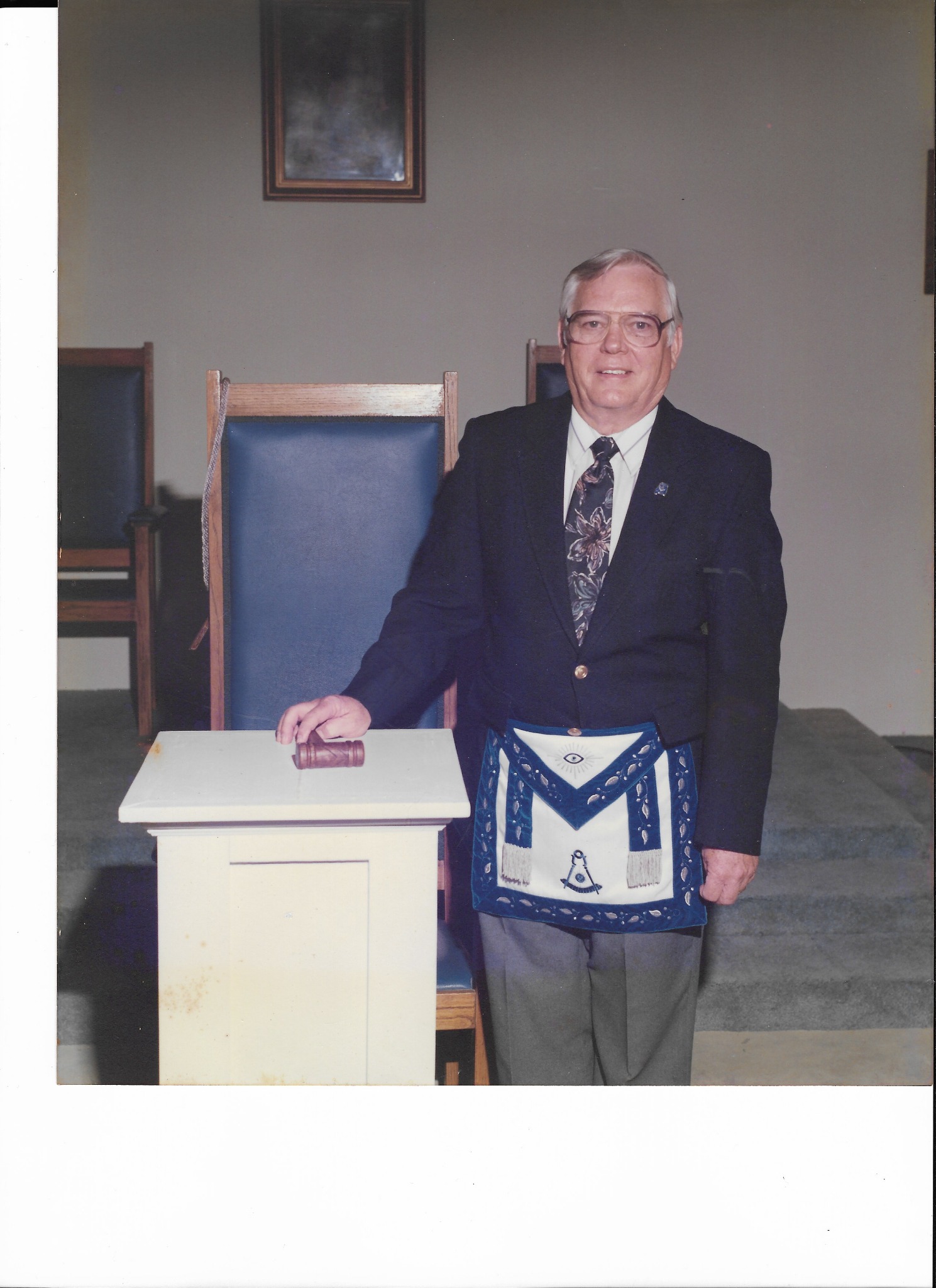 Vernon Lowe in Masonic regalia at the Lodge